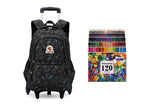 Pack Mochila Infantil 6 Ruedas 30L Capibag + Lápices de Óleo 120 Colores Brutfuner