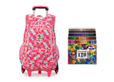 Pack Mochila Infantil 6 Ruedas 30L Capibag + Lápices de Óleo 120 Colores Brutfuner