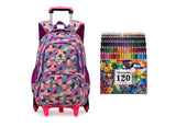 Pack Mochila Infantil 6 Ruedas 30L Capibag + Lápices de Óleo 120 Colores Brutfuner